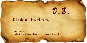 Dicker Barbara névjegykártya